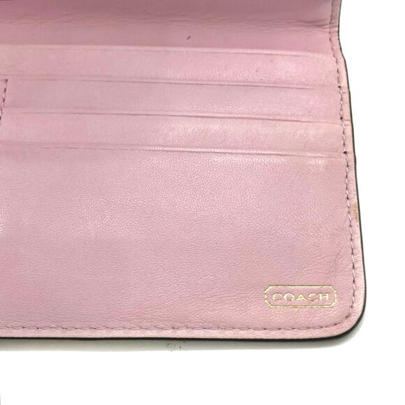 Coach Polished Leather Wallet | Gold Hardware | Blush Brown Bifold Holiday Gift - Picture 10 of 15
